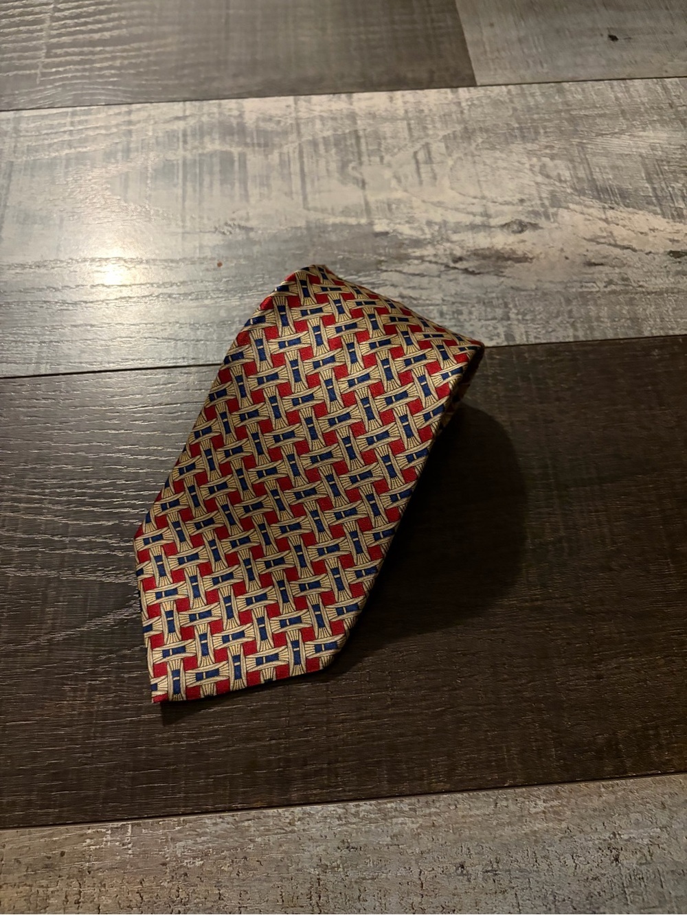 Vintage Zylos George Machado 100% Silk Geometric Wide Tie